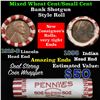 Image 1 : Mixed small cents 1c orig shotgun roll, 1898 Indian Cent, 1919-d Wheat Cent other end