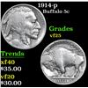 Image 1 : 1914-p Buffalo Nickel 5c Grades vf+