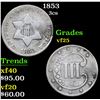 Image 1 : 1853 . . Three Cent Silver 3cs Grades vf+