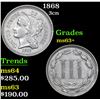 Image 1 : 1868 . . Three Cent Copper Nickel 3cn Grades Select+ Unc