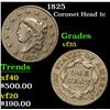 Image 1 : 1825 Coronet Head Large Cent 1c Grades vf++