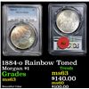 Image 1 : PCGS 1884-o Rainbow Toned Morgan Dollar $1 Graded Select Unc By PCGS