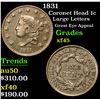 Image 1 : 1831 Coronet Head Large Cent 1c Grades xf+