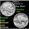 Image 1 : 1921-s Buffalo Nickel 5c Grades vf+