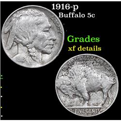 1916-p Buffalo Nickel 5c Grades xf details