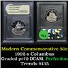Image 1 : 1992-s Columbus Modern Commem Half Dollar 50c Graded GEM++ Proof Deep Cameo By USCG