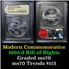 Image 1 : 1993-d Bill of Rights Modern Commem Dollar $1 Graded ms70, Perfection By USCG