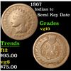 Image 1 : 1867 Indian Cent 1c Grades vg+