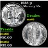 Image 1 : 1938-p Mercury Dime 10c Grades GEM+ Unc