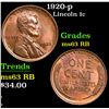 Image 1 : 1920-p Lincoln Cent 1c Grades Select Unc RB