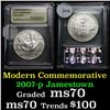 Image 1 : 2007-p Jamestown Modern Commem Dollar $1 Graded ms70, Perfection By USCG