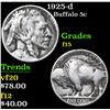Image 1 : 1925-d Buffalo Nickel 5c Grades f+