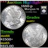 Image 1 : ***Auction Highlight*** 1880-p Morgan Dollar $1 Graded GEM+ Unc By USCG (fc)