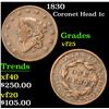 Image 1 : 1830 Coronet Head Large Cent 1c Grades vf+