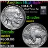 Image 1 : ***Auction Highlight*** 1914-d Buffalo Nickel 5c Graded Choice Unc By USCG (fc)