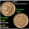 Image 1 : 1837 Coronet Head Large Cent 1c Grades Select AU