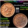 Image 1 : ***Auction Highlight*** 1853 Braided Hair Half Cent 1/2c Graded Select+ Unc RB By USCG (fc)