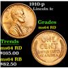 Image 1 : 1910-p Lincoln Cent 1c Grades Choice Unc RD