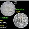 Image 1 : 1853 . . Three Cent Silver 3cs Grades vg+