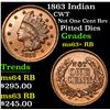Image 1 : 1863 Indian Civil War Token 1c Grades Select+ Unc RB