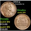 Image 1 : 1912-p Lincoln Cent 1c Grades Choice Unc BN