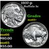 Image 1 : 1937-p Buffalo Nickel 5c Grades GEM+ Unc