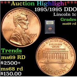 ***Auction Highlight*** 1995/1995 DDO Lincoln Cent 1c Graded ms69 RD By USCG (fc)