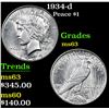 Image 1 : 1934-d . . Peace Dollar $1 Grades Select Unc