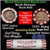 Image 1 : Mixed small cents 1c orig shotgun roll, 1858 Flying Eagle, 1897 Indian Cent other end