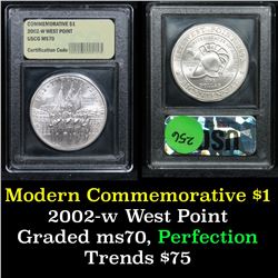 2002-w West Point Modern Commem Dollar $1 Graded ms70, Perfection By USCG