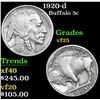 Image 1 : 1920-d Buffalo Nickel 5c Grades vf+