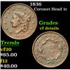 Image 1 : 1836 Coronet Head Large Cent 1c Grades vf details