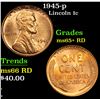 Image 1 : 1945-p Lincoln Cent 1c Grades Gem+ Unc RD