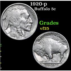 1920-p Buffalo Nickel 5c Grades vf+