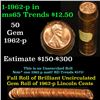 Image 1 : Full roll of 1962-p Lincoln Cents 1c Uncirculated Condition . .