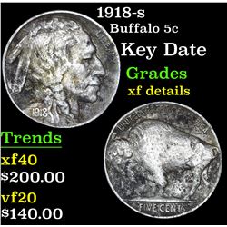 1918-s Buffalo Nickel 5c Grades xf details