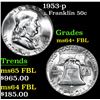 Image 1 : 1953-p Franklin Half Dollar 50c Grades Choice Unc+ FBL