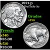 Image 1 : 1921-p Buffalo Nickel 5c Grades vf++