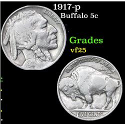 1917-p Buffalo Nickel 5c Grades vf+
