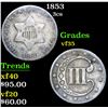 Image 1 : 1853 Three Cent Silver 3cs Grades vf++