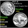 Image 1 : 1917-d Buffalo Nickel 5c Grades vf+