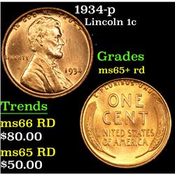 1934-p Lincoln Cent 1c Grades Gem+ Unc RD
