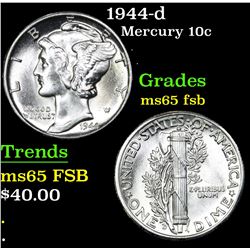 1944-d Mercury Dime 10c Grades GEM FSB