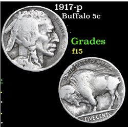 1917-p Buffalo Nickel 5c Grades f+
