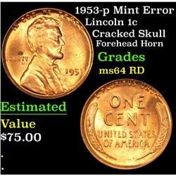 1953-p Mint Error Lincoln Cent 1c Grades Choice Unc RD