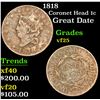 Image 1 : 1818 Coronet Head Large Cent 1c Grades vf+