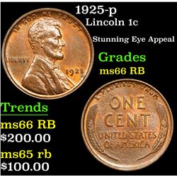 1925-p Lincoln Cent 1c Grades GEM+ Unc RB
