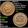Image 1 : 1864 L Indian Cent 1c Grades f+
