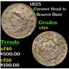 Image 1 : 1825 Coronet Head Large Cent 1c Grades vf+