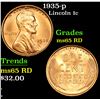 Image 1 : 1935-p Lincoln Cent 1c Grades GEM Unc RD